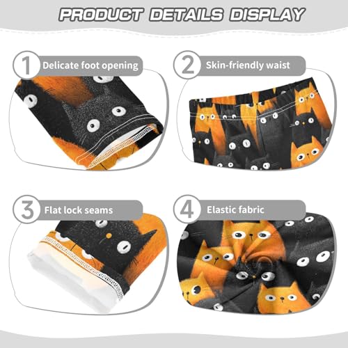 Girls Leggings Black and Orange Cats Animals Soft Toddler Leggings for Girls Kids Pants Size 4T-10T3