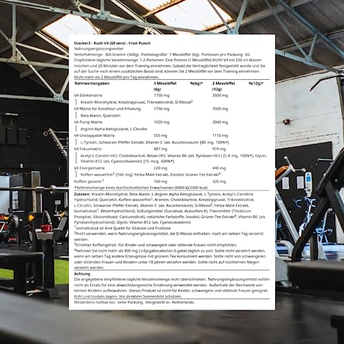 Rush V4 Pre-Workout Booster, Fruit Punch - Image 5