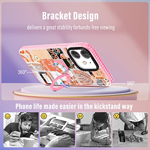 Toycamp for iPhone 12/12 Pro Case for Women, Vintage Collage Art Design, Girls Teens Cute Print Case with Ring Kickstand Cover for iPhone 12/12 Pro (6.1 Inch) - image 6