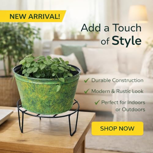 Image of Plant Stand Set of 4, Round Metal Flower Pot Holder, Black
