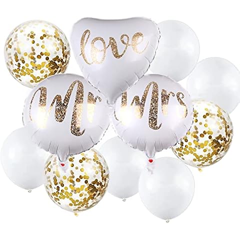 YapitHome 14 Pcs Mr and Mrs Balloons Wedding Balloon Party Decoration for Hen Bachelorette Party, Bridal Shower, Wedding, Valentine's Day Party Set Cover