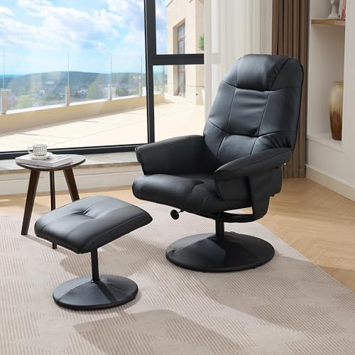 Sillón reclinable piel sintética negro miniatura 1