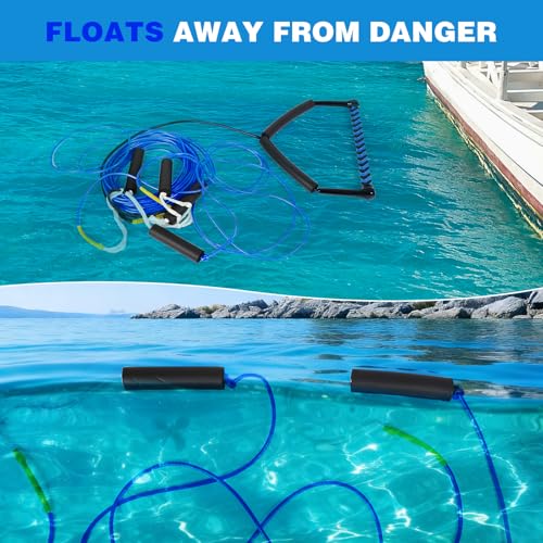75FT No Stretch Wakeboard Rope and Handle, Floating Dyneema Wakeboard Tow Rope, 4 Sections Adjustable Water Ski Ropes for Wakeboarding, Waterskiing, Kneeboarding and Wakesurfing - Thumbnail 4