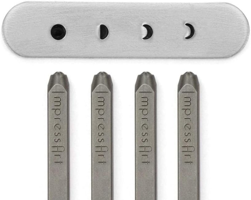 ImpressArt - Signature Moon Phase Design Metal Stamps, 4mm (Pack of 4)