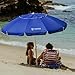AMMSUN 8 Feet Large Beach Umbrella with Sand Anchor Heavy Duty High Wind Portable Outdoor Umbrellas UPF 50+ Protection Air Vent Tilt Patio Garden Pool Blue