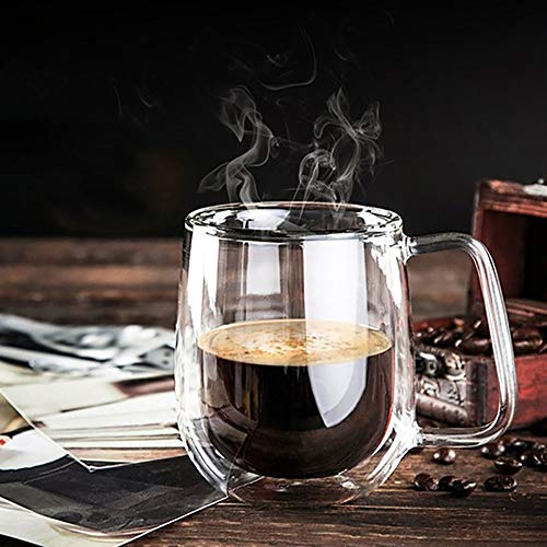 Digralne Taza de Café de Cristal Pared Doble Vaso Taza, Tazas para Espresso Juego de Vasos para Café Latte Macchiato… - Imagen 7