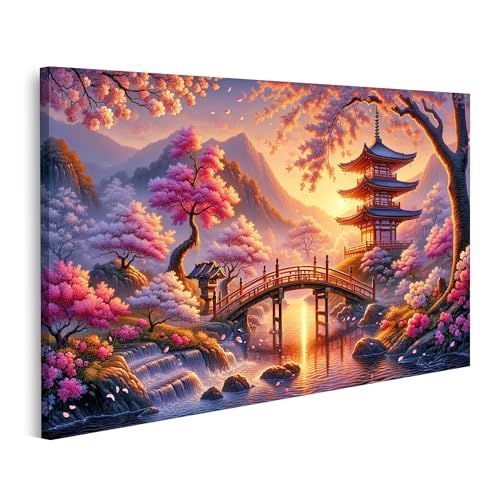 islandburner Tableau sur toile Japon serein Fleurs de cerisier en floraison Saison magique Images murales affiche