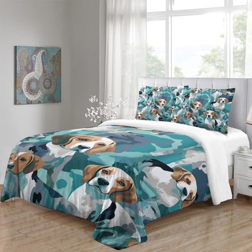 Funda nórdica de perro 3D microfibra suave matrimonio 200x200 cm con fundas almohada juego 5
