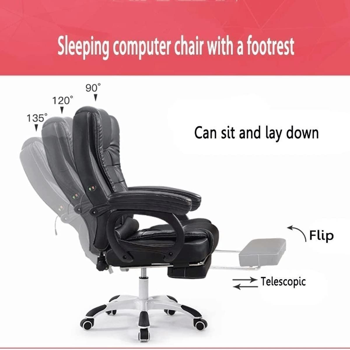 Sedia Ufficio Direzionale Ergonomica In Pelle PU Con Braccioli Ribaltabili – Schienale Alto, Seduta Extra Larga (fino A 180kg), Girevole