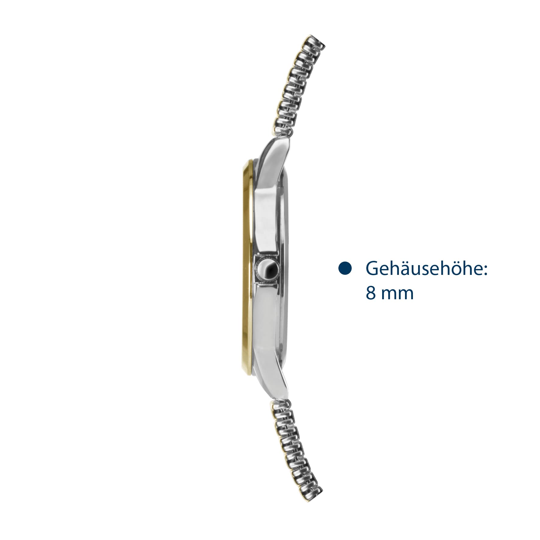 Atrium Damenuhr Zugband mit Leuchtzeigern Analog Quarz Edelstahl matt und poliertem goldfarbenen Rand 5 bar Flexband Bicolor A13-64