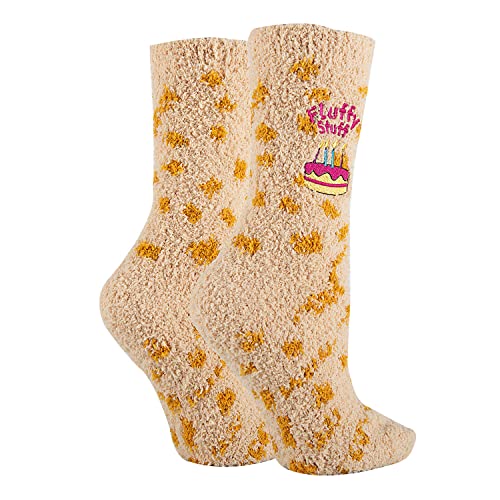 Image of ooohyeah Women's Funny Novelty Pattern Fuzzy Crew Socks, Cozy Fluffy Warm Cute Socks, Shoe Size 5-10