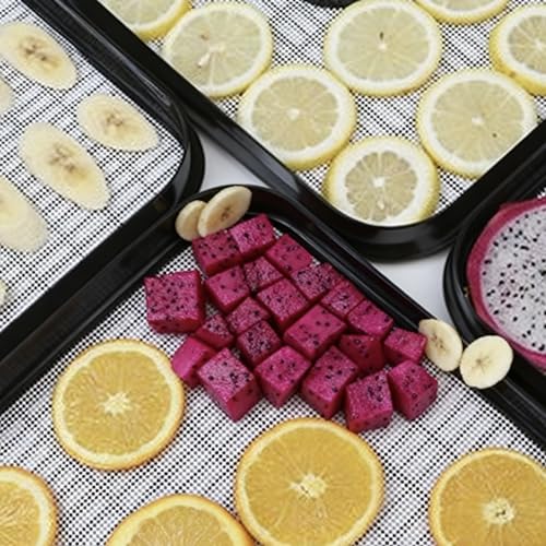 Image of Dehydrator Silicone Sheets for Food Dehydrator Machine, Heat-Resistant Reusable Dehydrator Sheets, Dishwasher Safe Trays to Prevent Food Spills, 6 PCS 11 x 8 in, White, Rectangular
