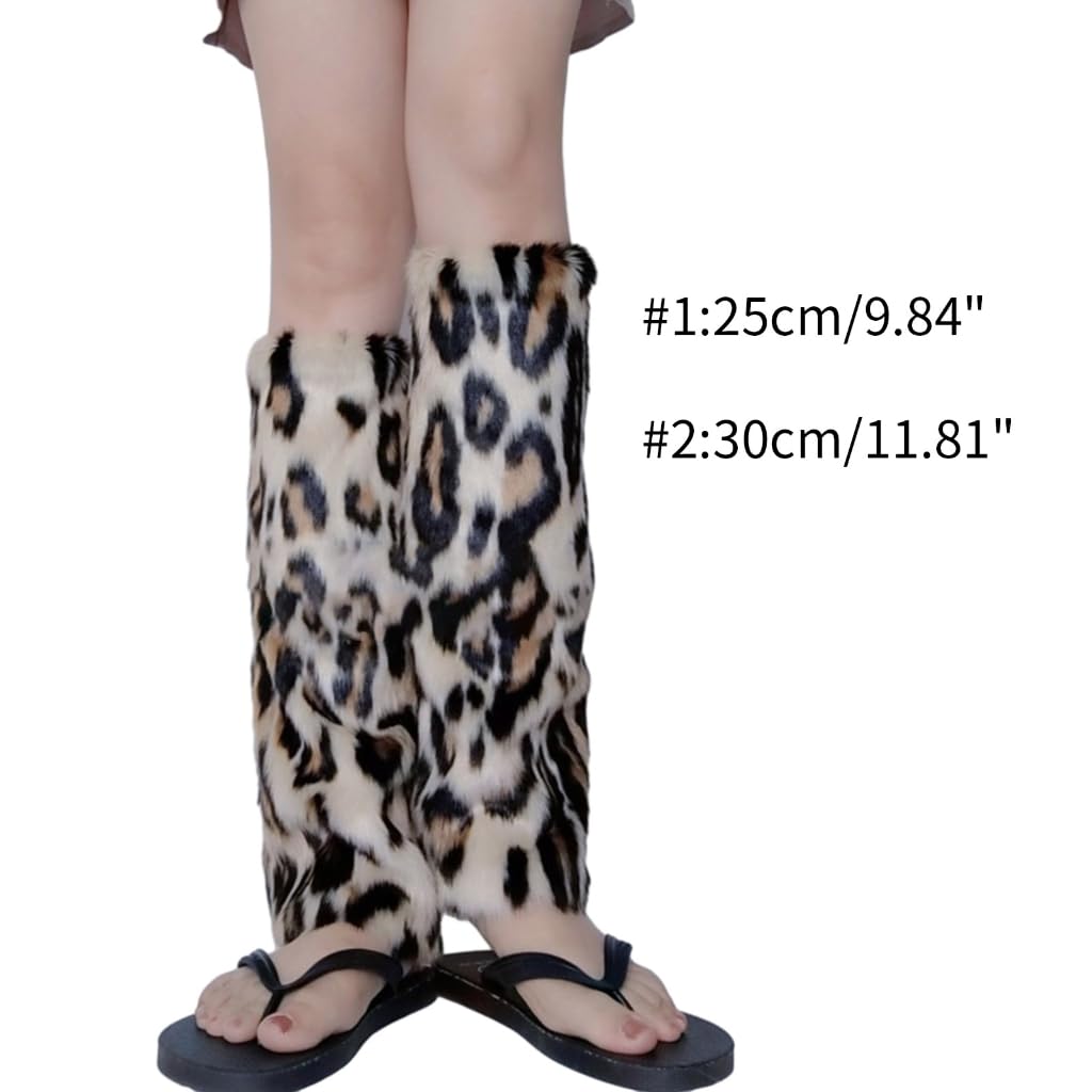 Fuzzy Faux Furs Leg Warmers Furs Long Cuffs Pair Carnivals Boot Uniform