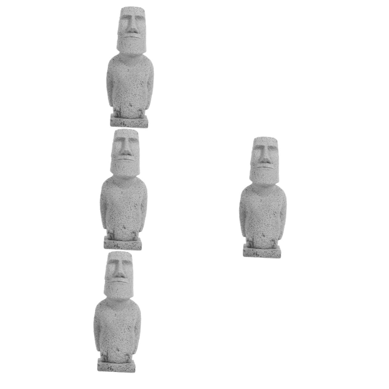 ULTECHNOVO 4 Piezas Estatua Moai simulada. decoración del Acuario Decoraciones de peceras Accesorios de Acuario estatuilla de Acuario Estatua Moai para pecera Arenisca Grey