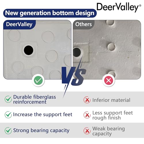 DeerValley 48\"L X 30\"W Shower Base in White with Single Threshold, Rectangle Acrylic Alcove Shower Pan for Bathroom with Right Drain Location, Non-slip Design