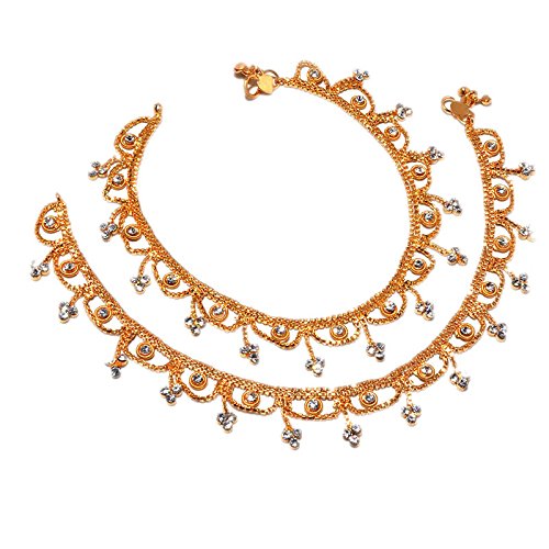 Jewar Mandi Anklet Gold Plated Branded New Pave Stylish Bollywood designer Natural Look Beauty Payal 5347 For Women Girls (B00ZKH50DK) Amazon Price History, Amazon Price Tracker