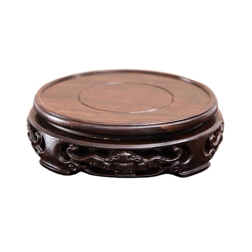 LJHFG63KUYT Pedestal Decor Round Ebony Wood Carving Bonsai Base Ornament, Flowerpot Teapot Display Holder Indoor Holder(XS)