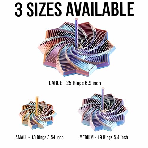 Image of 3D Printed Expanded Sensory Star with Handle, Custom Dual /Tri /Quad-Color Printing,Dual Motion Hypnotic Spiral for ADHD Focus & Stress Relief,Office Desktop Fidget Toy (FourColor-2, M-19 Rings)
