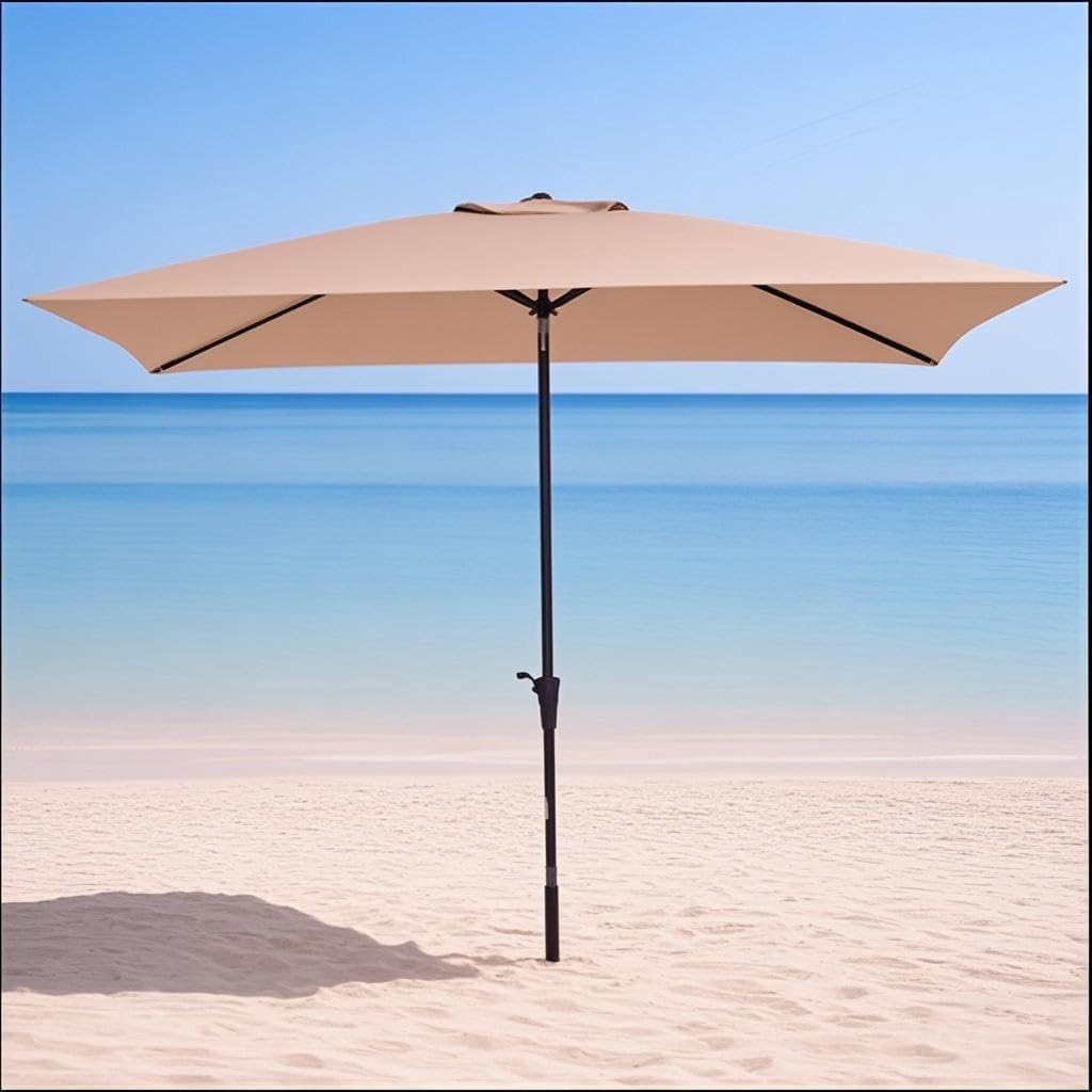 Replacement Parasol Canopy, Rectangular Garden Parasol Canopy Cover, 3.0X2.0m Replacement Umbrella Fabric, 6 Ribs for Garden, Patio Umbrella(U2)