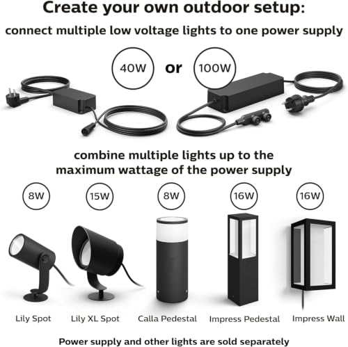 Image of Philips Hue Lily Outdoor Smart LED Spotlight - White & Color Ambiance - Low Voltage Landscape Lighting - 1 Pack - Requires Bridge and Power Supply - Control with App and Voice - Weatherproof