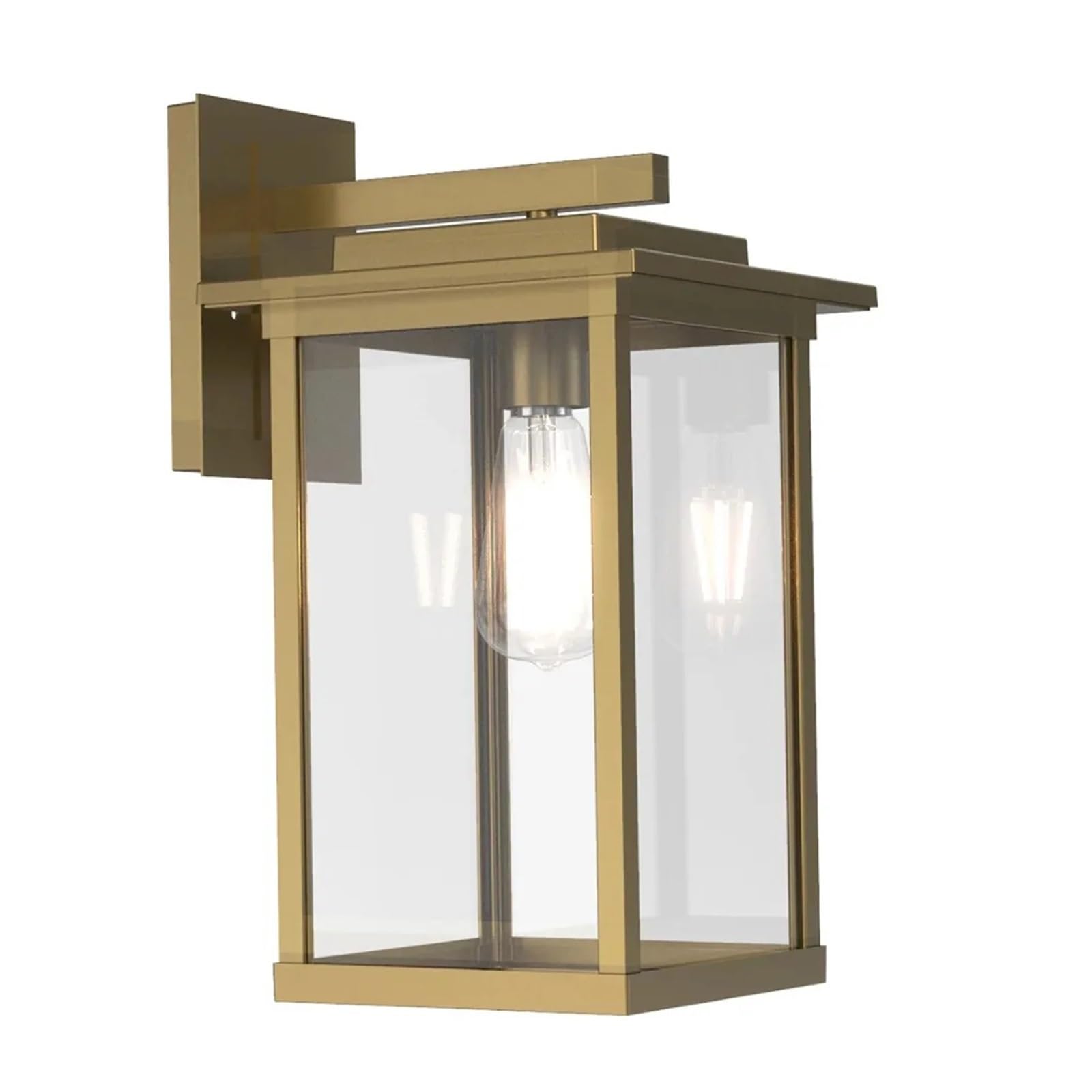 CWCQGH Wall Sconces, Outdoor wall light LED, polished brass clear-glass, Gold,Gold-A