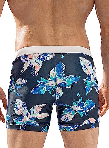 MIZOK Men's Color Block Sport Swimwear Swimsuit Quick Dry Swimming Boxer Trunks with Pockets3
