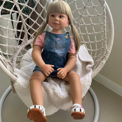 Generisch Reborn Puppe 87CM Riesige Reborn Baby Stehende Kleinkind Mädchen Lebensechte Babypuppen Kugelgelenk Puppe Prinzessin Kleid Langes Haar Kinder Modell Sammlergeschenk – Bild 6