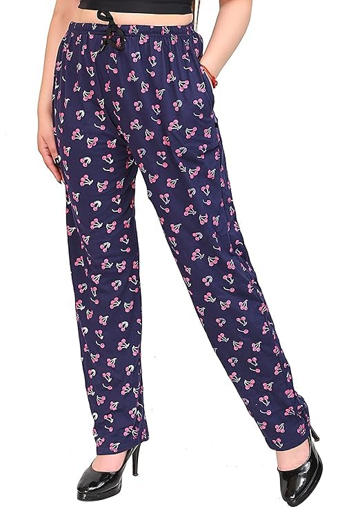 SK WARDROBE Women's Soft Cotton Printed Lounge Pants | Stretchable & Relaxed Fit Pyjama with Pockets-image-32