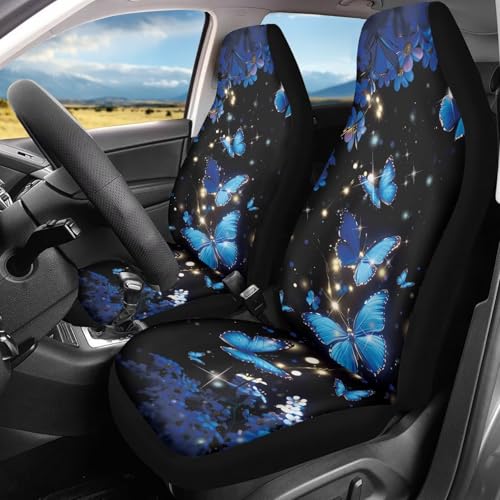 Housses de siège de voiture avant papillon bleu 52x138cm pour berlines et SUV
