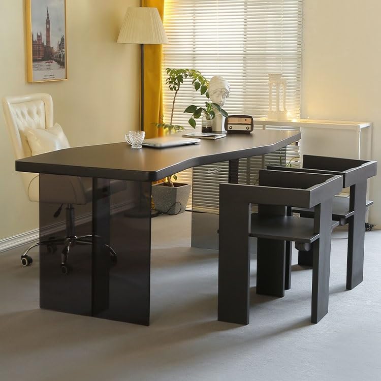 Schreibtisch Acryl Massivholz Schreibtisch Einfacher Moderner Schwarzer Computertisch Rechteckiger Werkbank Büroschreibtisch Büro Desk(A,180 * 80 * 75cm)
