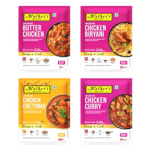 Image of Mothers Recipe Non Veg Combo of 8 (Butter Chicken-2, Chicken Biryani-2, Chicken Chettinad-2, Chicken Curry-2) Ready to Cook