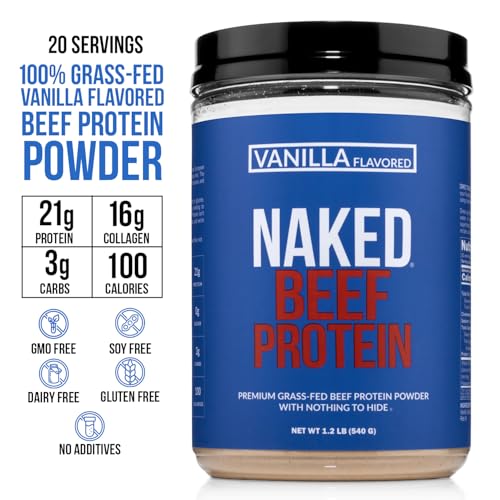 Image of NAKED Vanilla Beef Protein Isolate - Grass Fed European Beef Bones, 21g Protein & Collagen Amino Acids, Dairy Free, No Artificial Ingredients, Paleo Keto Carnivore Friendly - 20 Servings