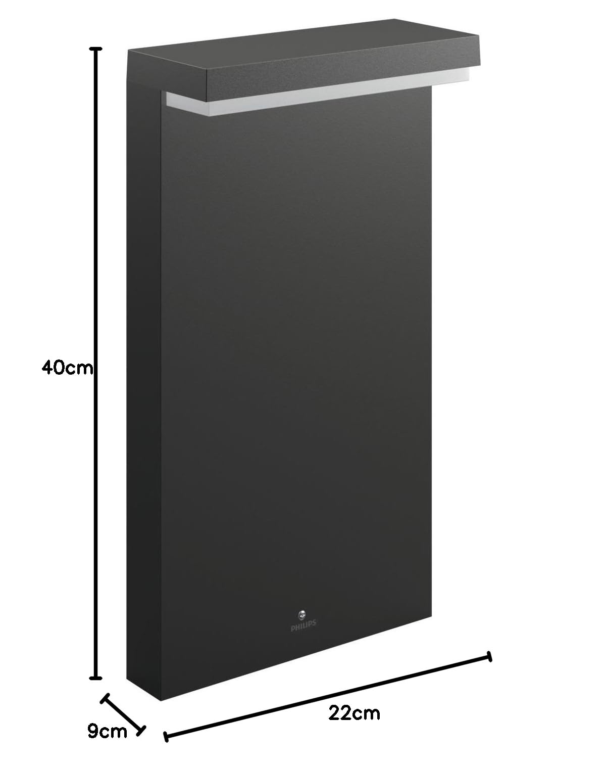 Lampa cokołowa zewnętrzna Philips LED Bustan ultra wydajna 3.8W, ciepłe białe światło 2700K, antracytowa, odporna na warunki atmosferyczne IP44, 1 sztuka