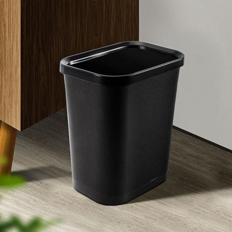 Caneca de basura abierta de plástico negra 26x24x16.5 cm miniatura 2