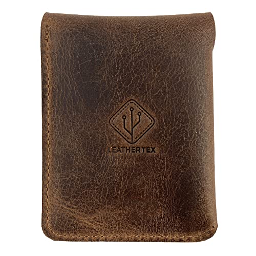 Card Holder with Slot for AirTag Handmade from Full Grain Leather, Storage Case for Cash, Compact Pocket Organizer, Travel Accessory - Bourbon Brown2