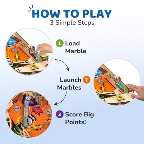 Image of Smartivity DIY Pinball Machine STEM Toy for Kids Ages 8 9 10 11 12 13 14 | Wooden Construction Kit | Pinball Machine for Kids 8-14 | Birthday Gift Boys Girls | Family Party Game