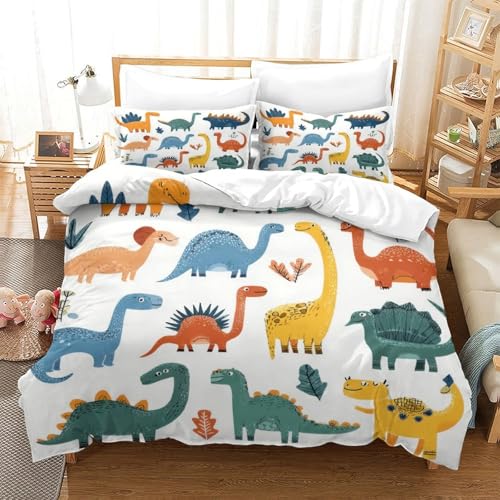 Housse de couette dinosaure 3D microfibre douce et finitions premium - 3