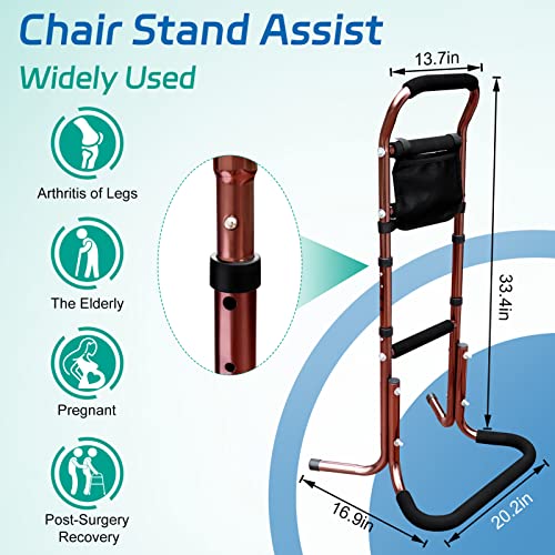 Regmics Chair Stand Assist For Seniors With Storage Pocket, Adjustable Height Cane, Bed Rails For Elderly Sit To Stand, Portable Mobility Aids #TOP2