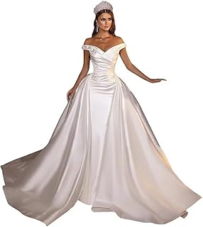 Wedding Dresses Ball Gown for Bride Lace Appliques Tulle Beach Bridal Gowns with Train He1023