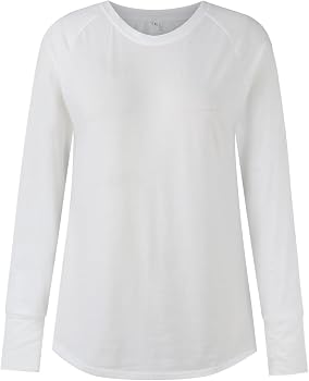 Cotton Long Sleeve Shirt Women Oversized Crew Neck Tunic Tops with