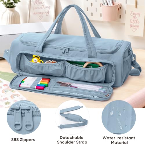 Image of AMOIGEE Puff Carrying Case for Cricut Explore 5, Quilted Storage Bag for Die-Cutting Machine, Travel Craft Tote with Pockets for Vinyl, Tools, Mats and Cricut Accessories and Suppliers