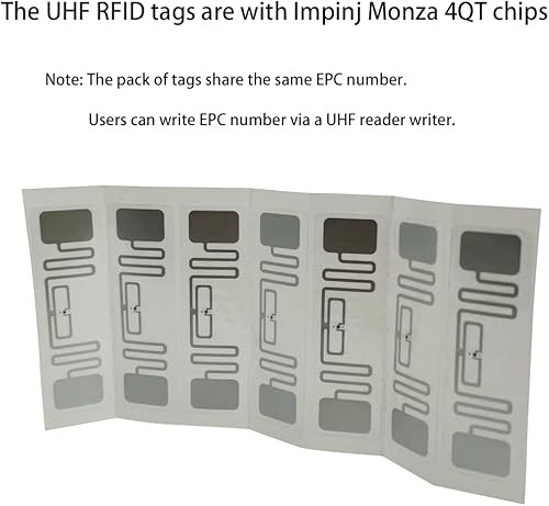 Miniatura 10 de 200 etiquetas RFID UHF Fongwah (chip Impinj), compatibles con Alien 9662, para parabrisas, ventanas de seguimiento e inventario de activos