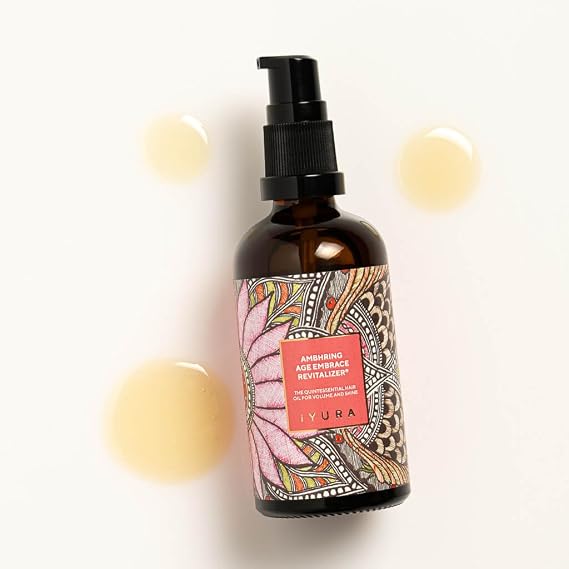 The Ayurveda Experience iYURA Ambhring Age Embrace Revitalizer and Hair Oil Pro-age Hair Moisturizer for Bouncy, Shiny and Voluminous Hair Ayurvedic Oil with Amla & Bhringraj 3.4 fl oz