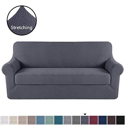 H.VERSAILTEX Sofa Cover 2 Piece Stretch Couch Covers for 3 Cushion Couch Sofa