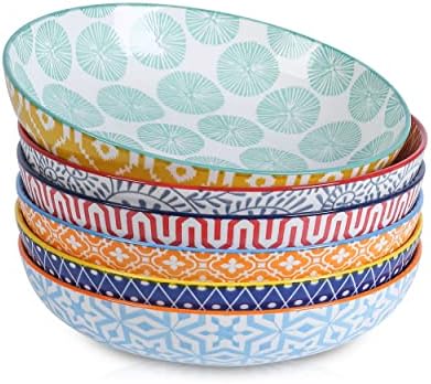 Selamica Porcelain 26 Ounce Pasta Bowls Set of 6, 8 inch Wide and...