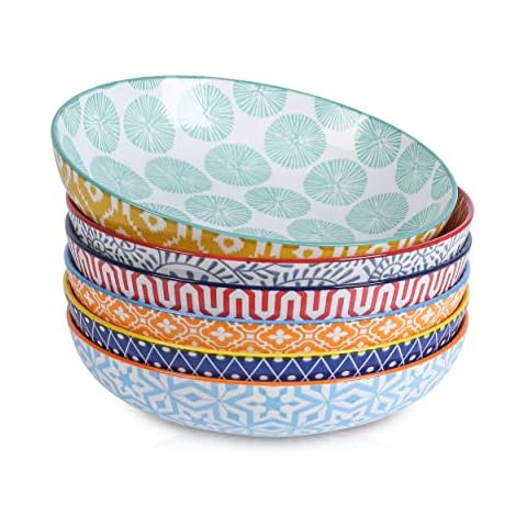 Selamica Porcelain 26 Ounce Pasta Bowls Set of 6 Cover