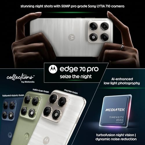 Image of Motorola Edge 70 Pro 5G (Pantone Lily White, 12GB RAM, 256GB Storage) | Dimensity 8500 Extreme | 50MP Dual Camera | 6500mAh Battery | 6.8 inch 144Hz AMOLED Display