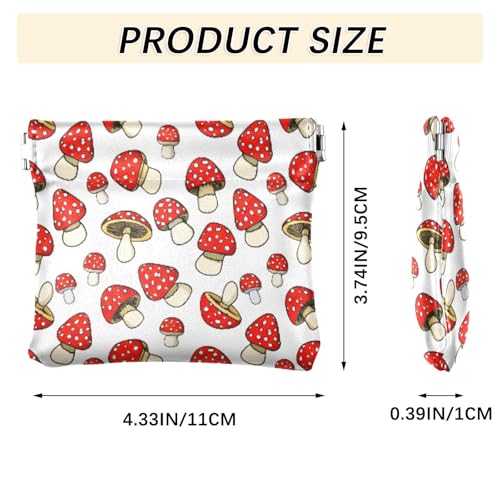 Cartoon Red Mushrooms Coin Purse Leather Pouch Change Purse, Squeeze Coin Pouch for Cards, Keys & Lipsticks, Unisex3