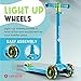 Lascoota 2-in-1 Kids Scooter with Removable Seat - Blue & Yellow - Adjustable Handlebar Height - Ages 3-10, Up to 100 lb - 3 LED Light-Up Wheels & Anti-Slip Deck - Lean-to-Steer Balance