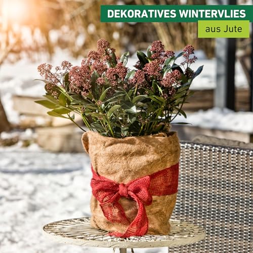 Foto von Windhager Winterschutz Vlies-Matte ÖKO, Thermovlies aus Jute, Kälteschutz Pflanztopf, Frostschutz für Pflanzen, 300 g/m², 0,38 x 1,5m, 06554, Natur